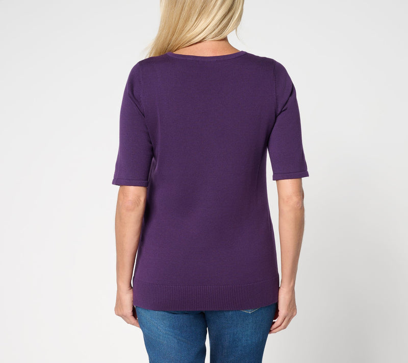 Brandis Dress Out Loud Elbow Sleeve Sweater Shell — View 4