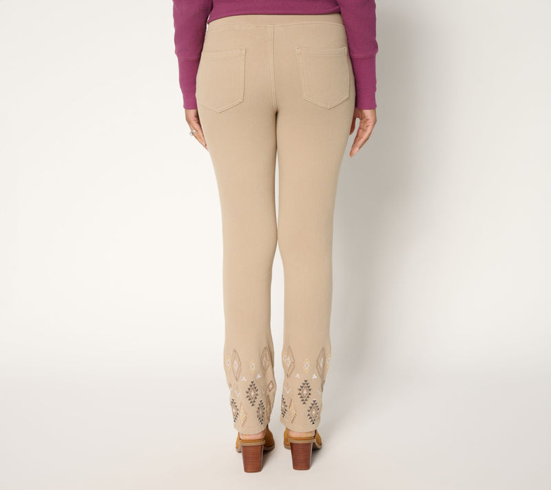 Belle by Kim Gravel Regular Flexibelle Embroidered Straight Jean — View 9