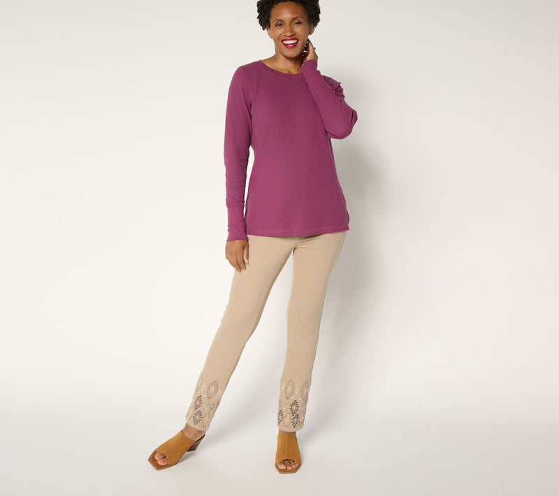Belle by Kim Gravel Regular Flexibelle Embroidered Straight Jean — View 10
