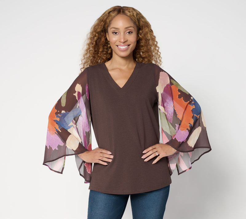 Brandis Dress Out Loud Autumn Abstract Breezey Sleeve V-Neck Top — View 12