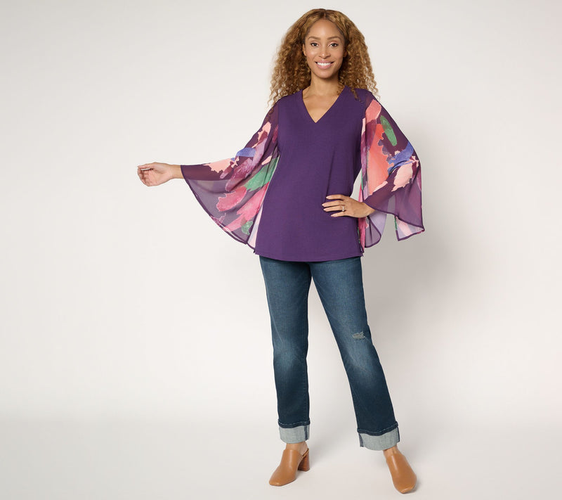 Brandis Dress Out Loud Autumn Abstract Breezey Sleeve V-Neck Top — View 4