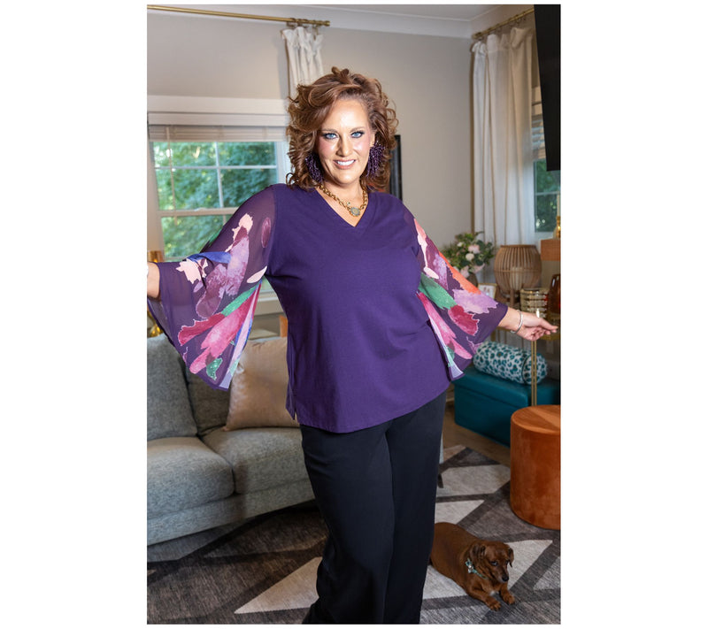 Brandis Dress Out Loud Autumn Abstract Breezey Sleeve V-Neck Top — View 7