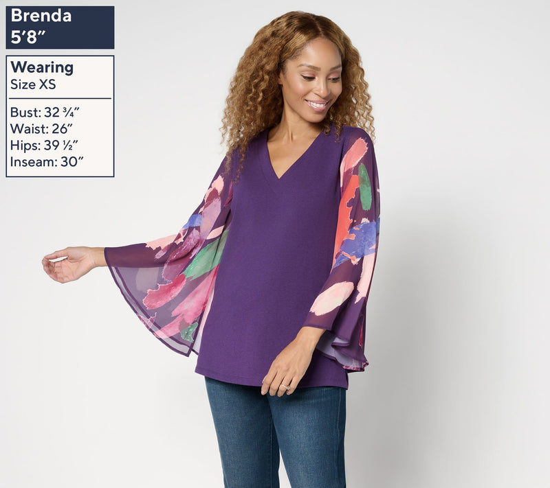 Brandis Dress Out Loud Autumn Abstract Breezey Sleeve V-Neck Top — View 3