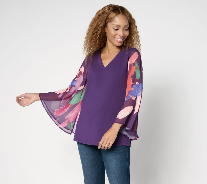 Brandis Dress Out Loud Autumn Abstract Breezey Sleeve V-Neck Top — View 13