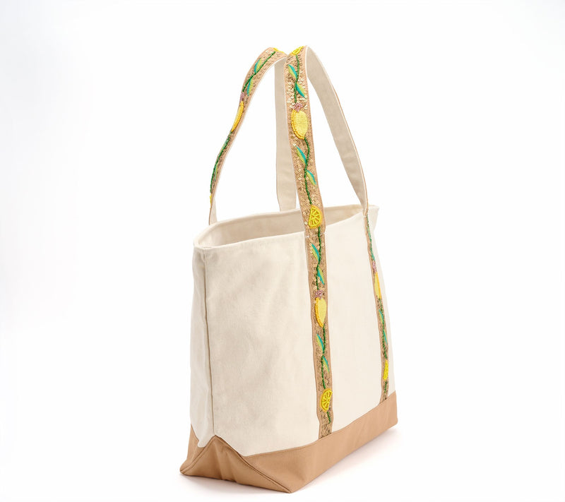 America & Beyond Embellished Zip Top Canvas Tote — View 12