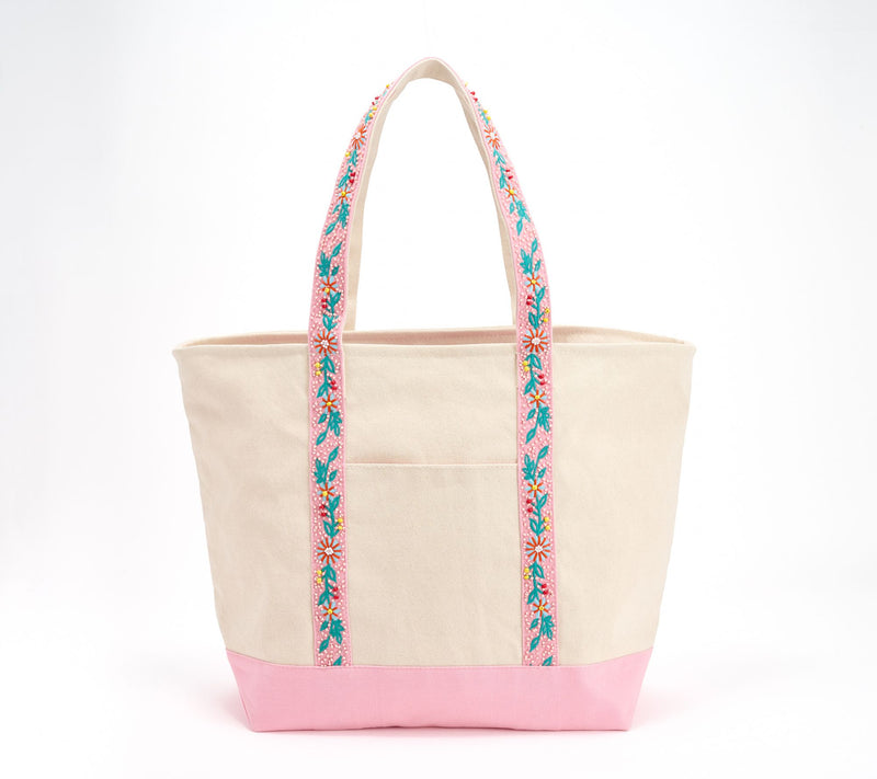 America & Beyond Embellished Zip Top Canvas Tote — View 7