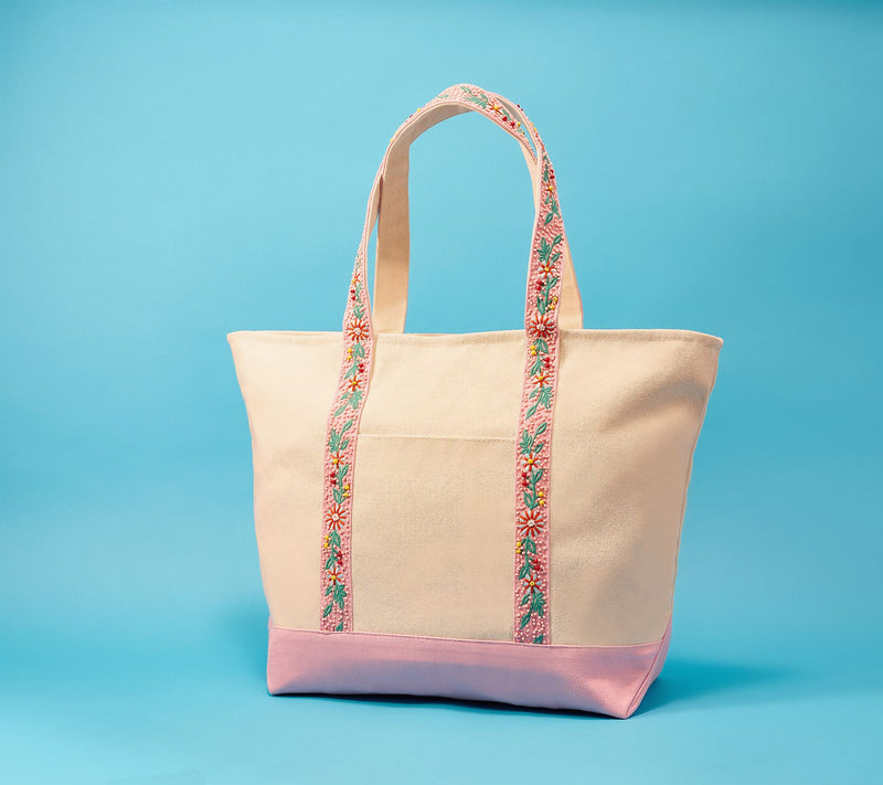 America & Beyond Embellished Zip Top Canvas Tote — View 14