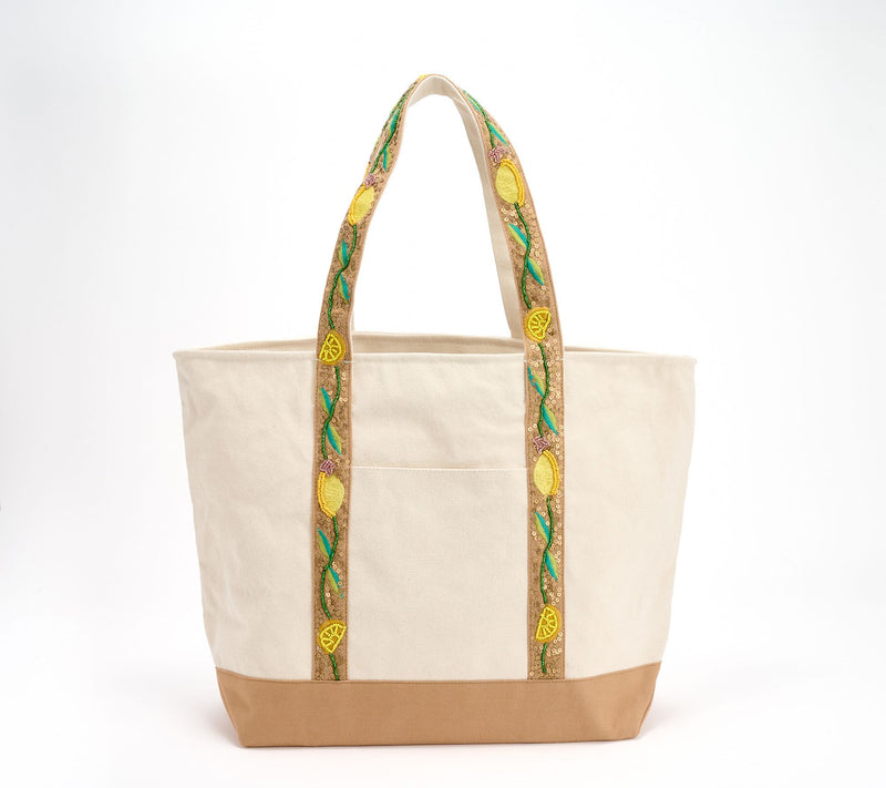 America & Beyond Embellished Zip Top Canvas Tote — View 11
