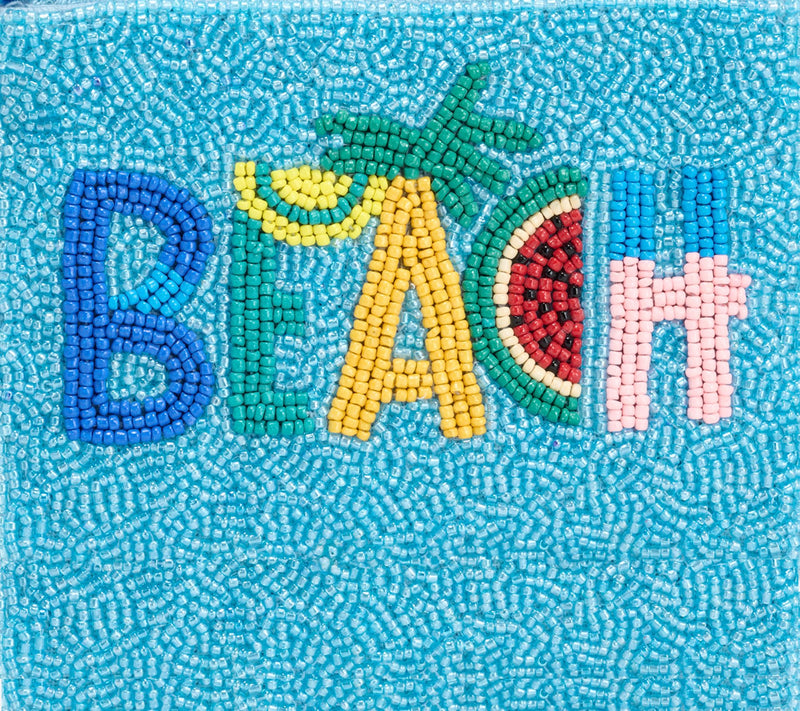 America & Beyond Embellished Beach Themed Coin Pouch — Main view