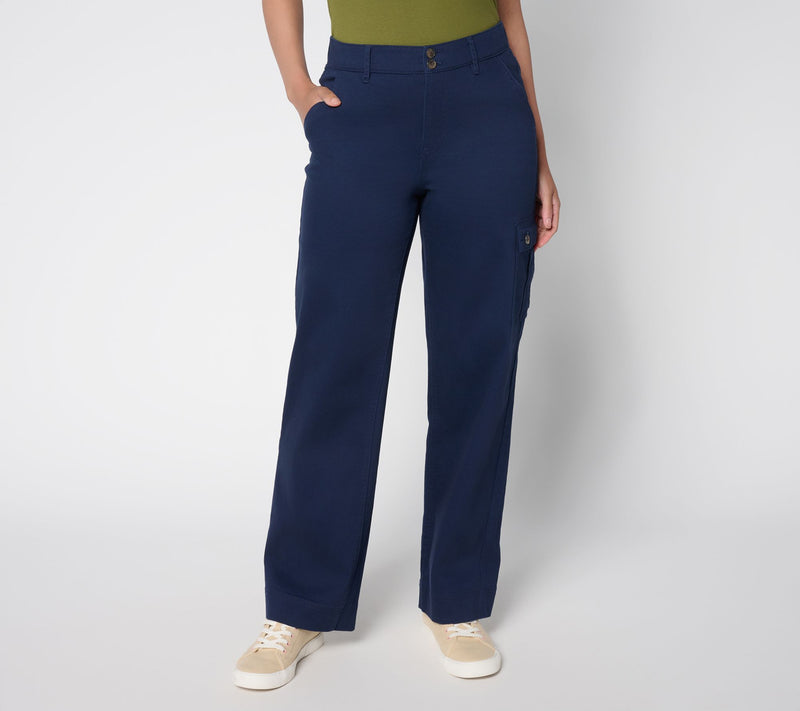 Denim & Co. Regular Double Button Wide Leg Twill Pant — View 10