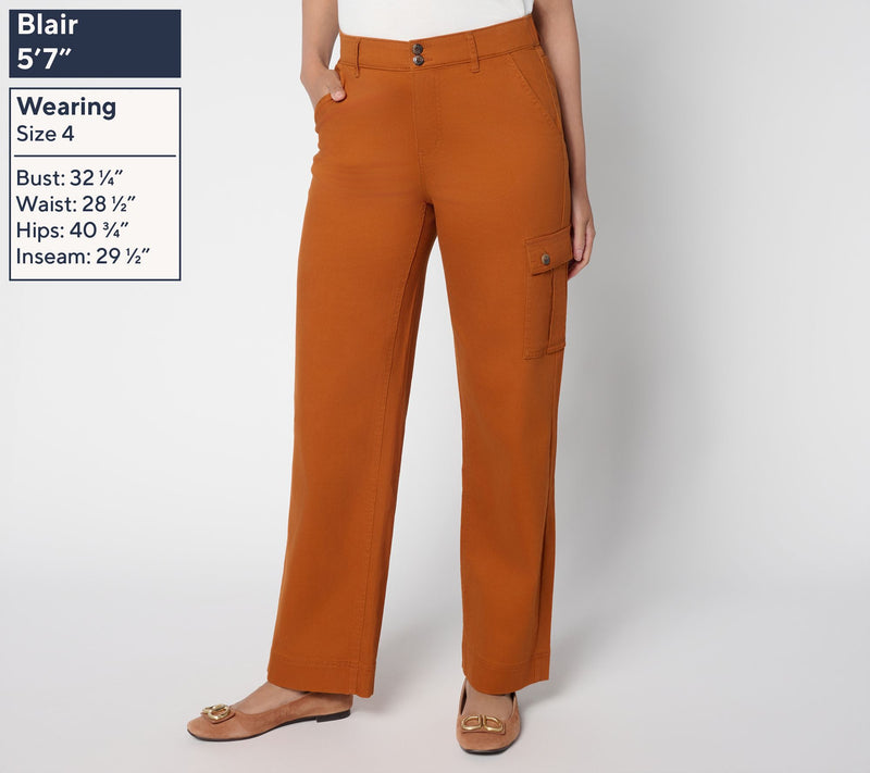 Denim & Co. Regular Double Button Wide Leg Twill Pant — View 3