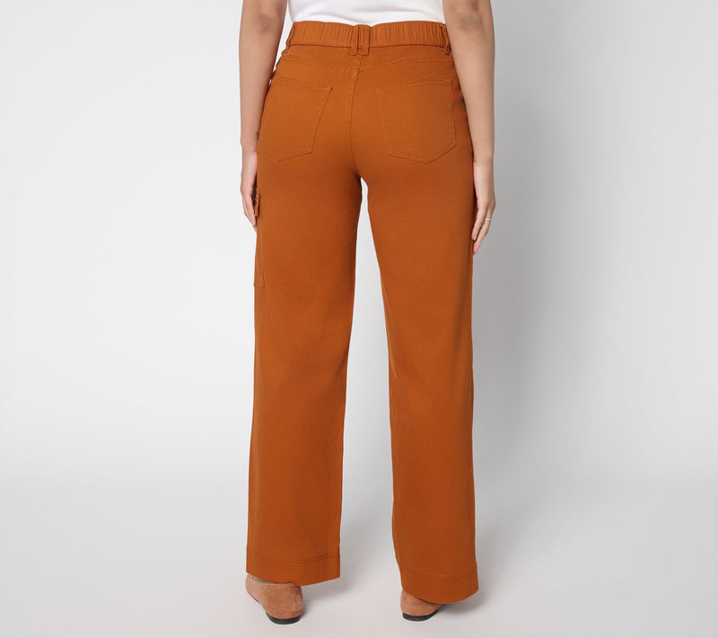 Denim & Co. Regular Double Button Wide Leg Twill Pant — View 4