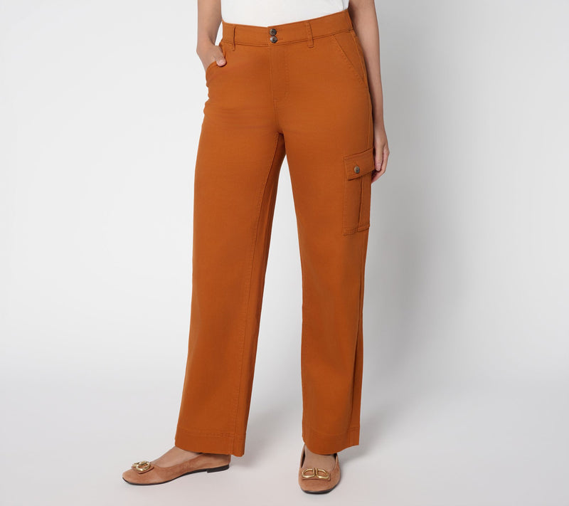 Denim & Co. Regular Double Button Wide Leg Twill Pant — View 11
