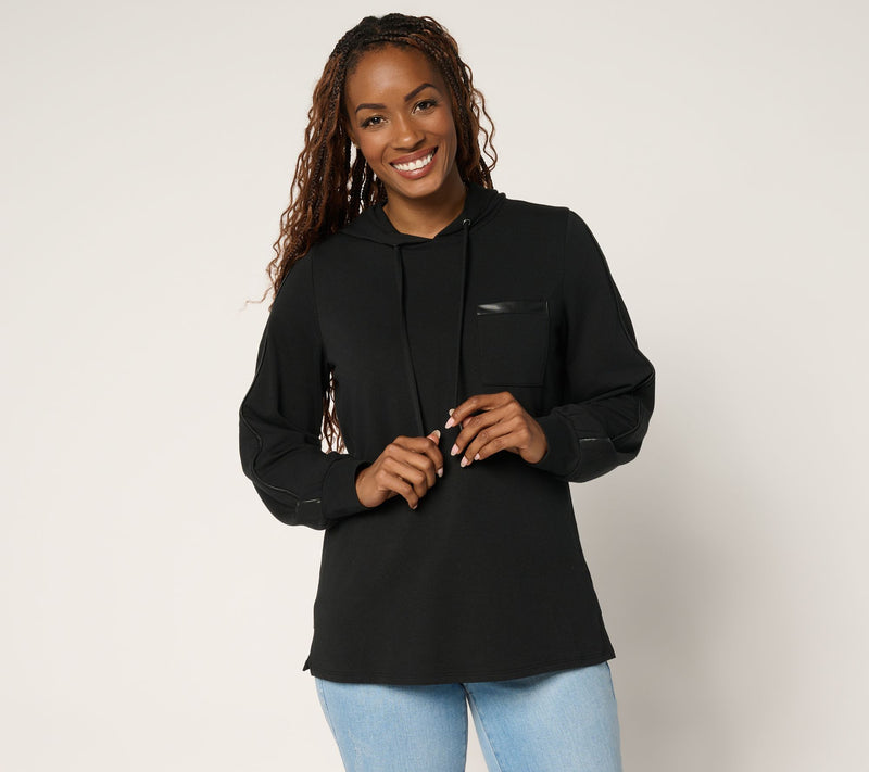 Belle by Kim Gravel Just a Touch Faux Leather Trim Hoodie — View 11
