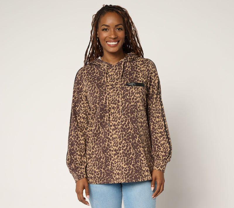 Belle by Kim Gravel Just a Touch Faux Leather Trim Hoodie — Main view