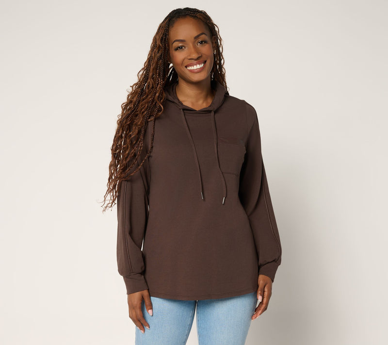 Belle by Kim Gravel Just a Touch Faux Leather Trim Hoodie — View 13