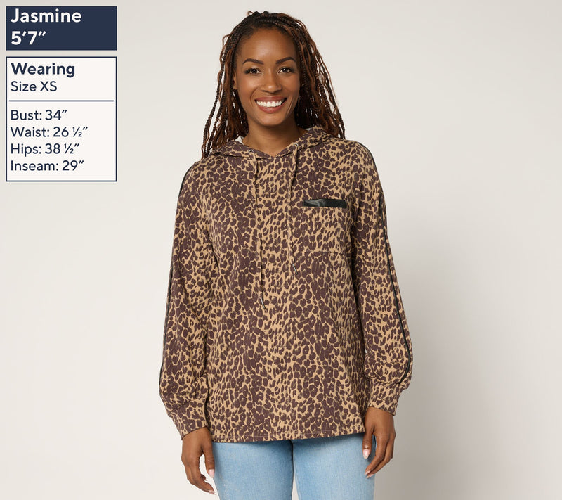 Belle by Kim Gravel Just a Touch Faux Leather Trim Hoodie — View 3