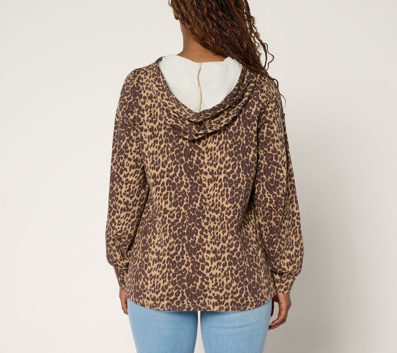 Belle by Kim Gravel Just a Touch Faux Leather Trim Hoodie — View 4