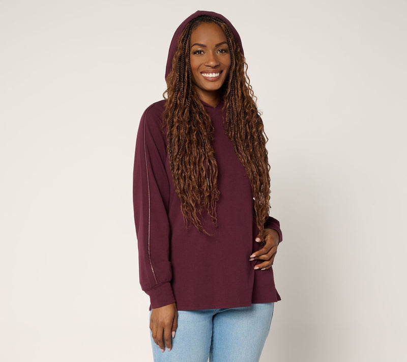 Belle by Kim Gravel Just a Touch Faux Leather Trim Hoodie — View 14