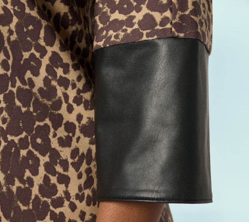 Belle by Kim Gravel TripleLuxe Knit Top with Faux Leather Cuffs — View 14