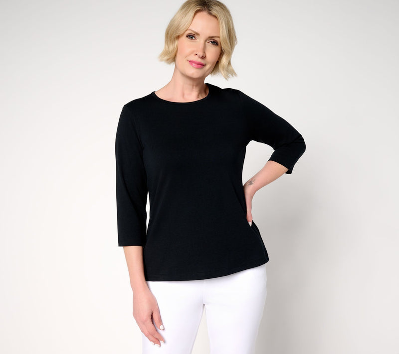 Denim & Co. Essentials Perfect Jersey 3/4 Sleeve Round Neck Top — View 9