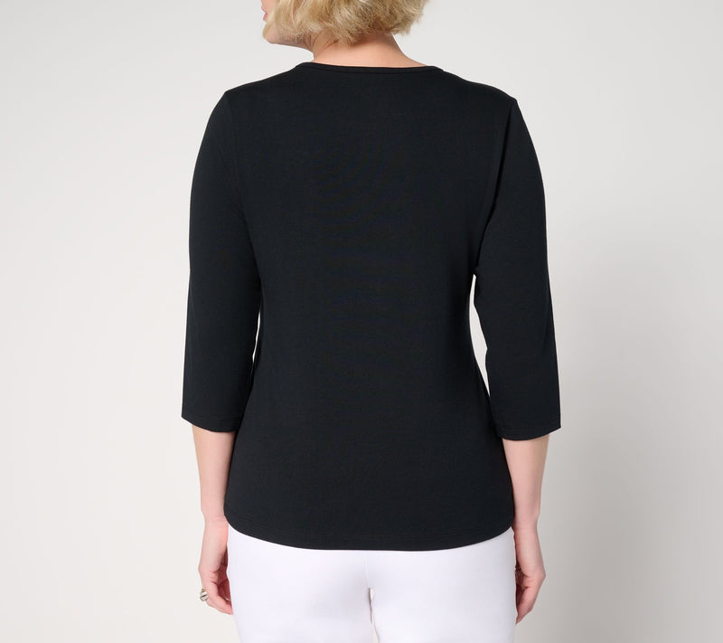 Denim & Co. Essentials Perfect Jersey 3/4 Sleeve Round Neck Top — View 4