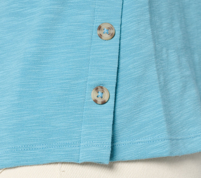 Denim & Co. Texture Knit Elbow Sleeve Top with Side Button Detail — View 6