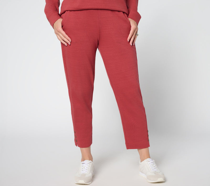 Denim & Co. Active Regular Textured Cotton Straight Leg Crop Pants — Main view