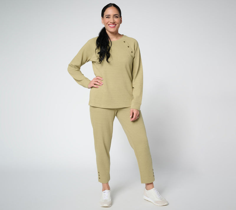 Denim & Co. Active Petite Textured Cotton Straight Leg Crop Pants — View 5