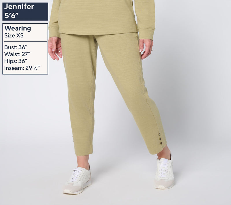Denim & Co. Active Petite Textured Cotton Straight Leg Crop Pants — View 3