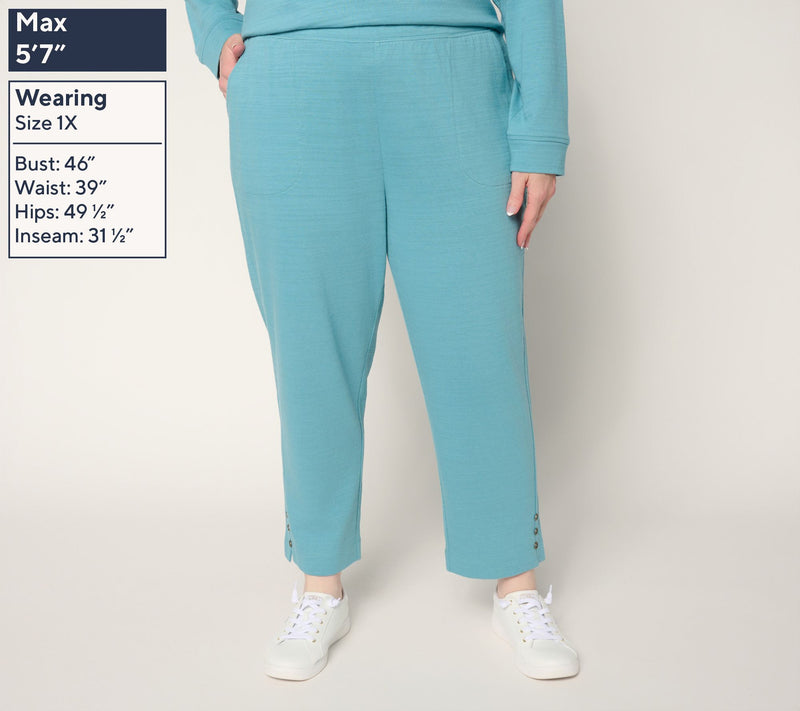 Denim & Co. Active Petite Textured Cotton Straight Leg Crop Pants — View 2