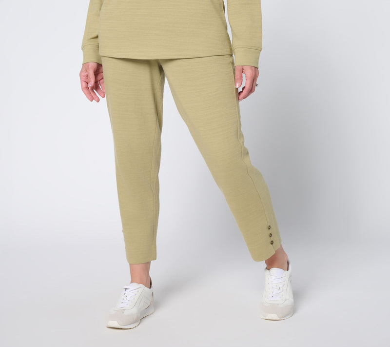 Denim & Co. Active Petite Textured Cotton Straight Leg Crop Pants — Main view