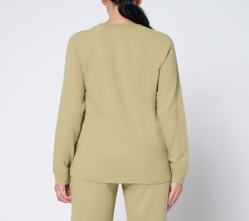 Denim & Co. Active Textured Cotton Pullover with Button Detail — View 12