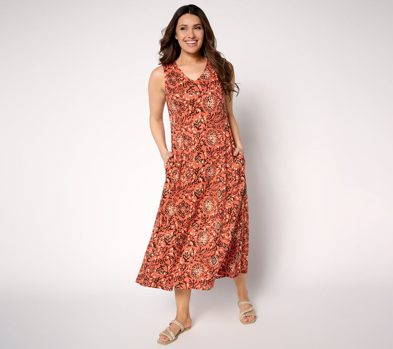 Denim & Co. Canyon Retreat Regular Slub Jersey Midi Dress — Main view