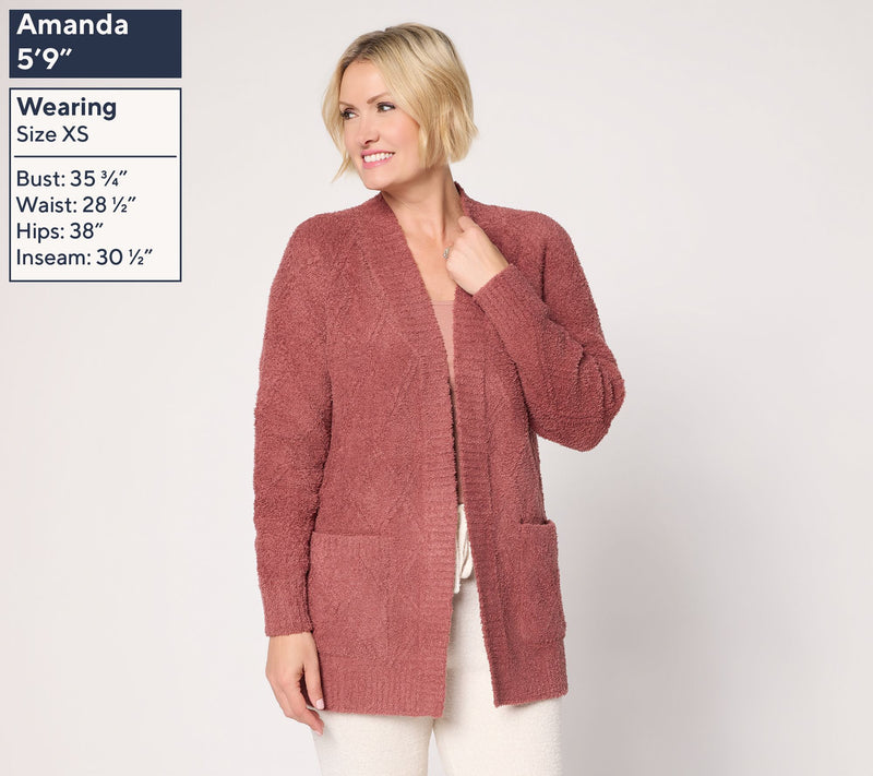 Barefoot Dreams CozyChic Diamond Cable Cardigan — View 2