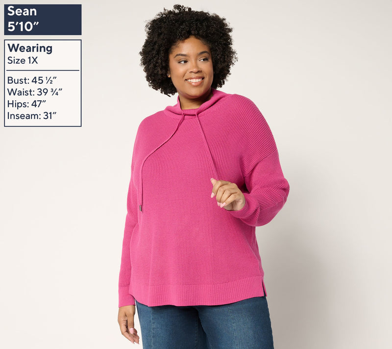 Belle by Kim Gravel Waffle Stitch Drawstring Neck Sweater — View 14