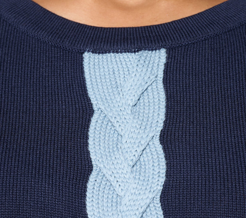 Belle by Kim Gravel Solo Cable Contrast Trim Sweater — View 6
