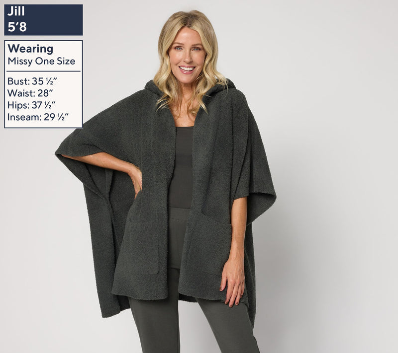 Barefoot Dreams CozyChic Hooded Poncho with Patch Pocket — View 2