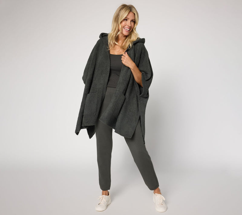 Barefoot Dreams CozyChic Hooded Poncho with Patch Pocket — View 4