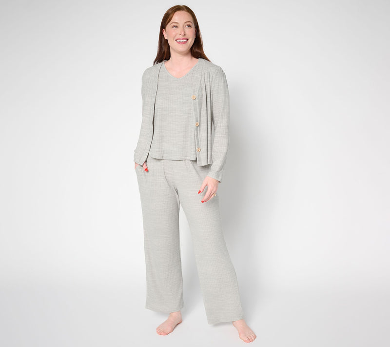 MUK LUKS Regular Brushed Wide Rib Three Piece Lounge Set — View 7