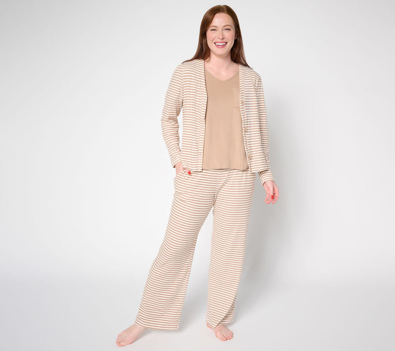 MUK LUKS Regular Brushed Wide Rib Three Piece Lounge Set — View 9