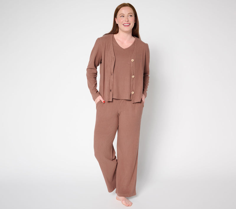 MUK LUKS Tall Brushed Wide Rib Three Piece Lounge Set — Main view