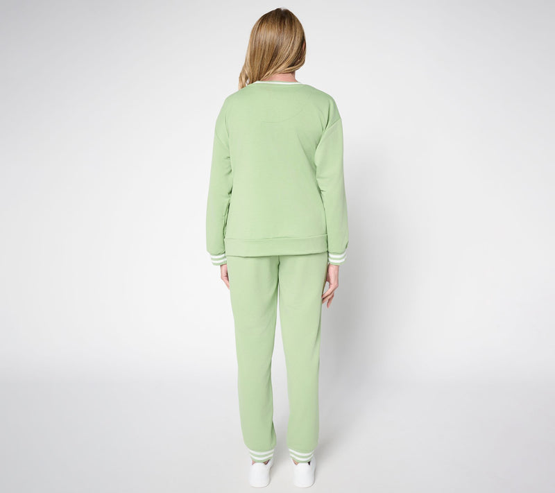 MUK LUKS French Terry Cardigan and Jogger Lounge Set — View 4