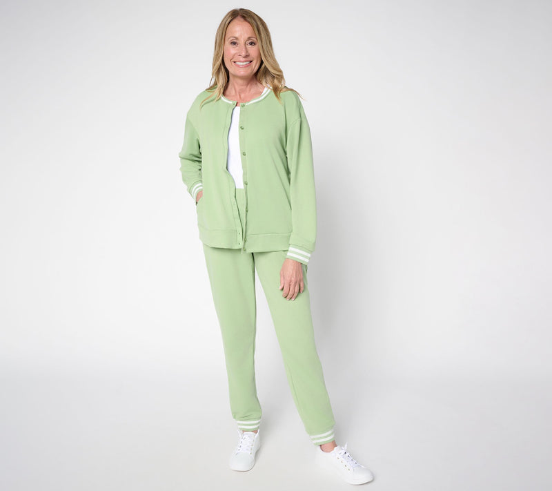 MUK LUKS French Terry Cardigan and Jogger Lounge Set — View 16
