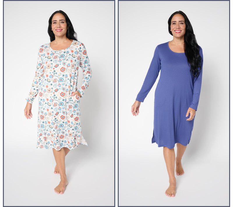 MUK LUKS Ribbed Knit & Cloud Knit 2-Pack Long Sleeve Dresses — View 13
