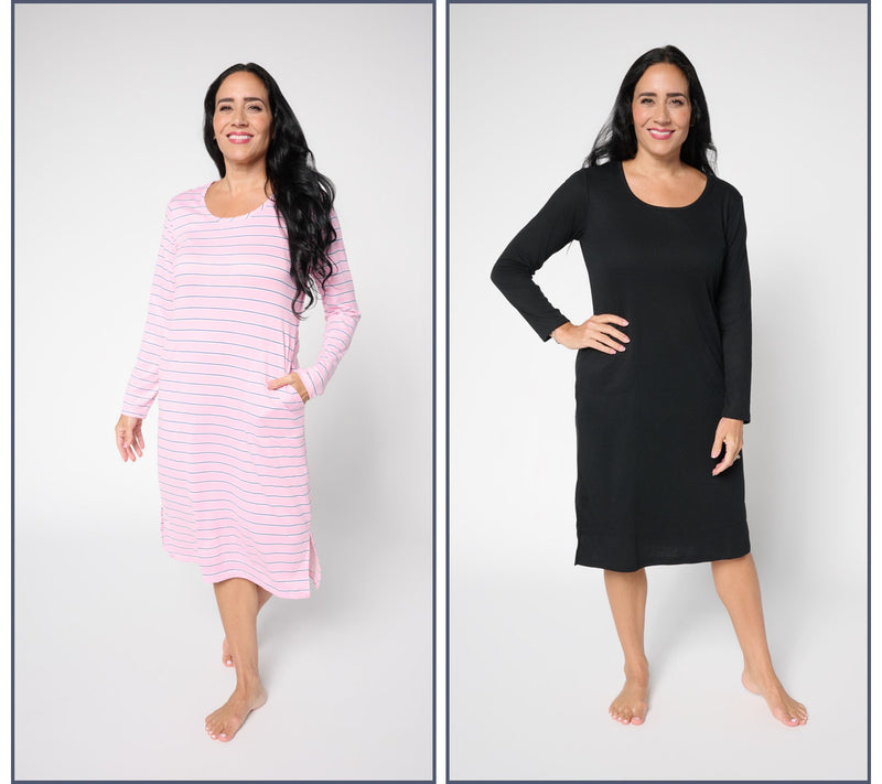 MUK LUKS Ribbed Knit & Cloud Knit 2-Pack Long Sleeve Dresses — View 14