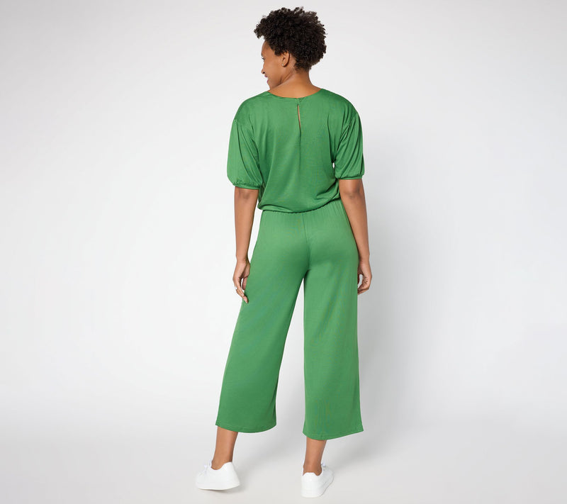 MUK LUKS Dream Cloud Elbow Sleeve Wide Leg Jumpsuit — View 3