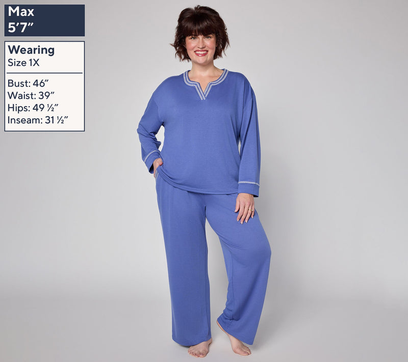 MUK LUKS Tall French Terry Stitched Lounge Set — View 12