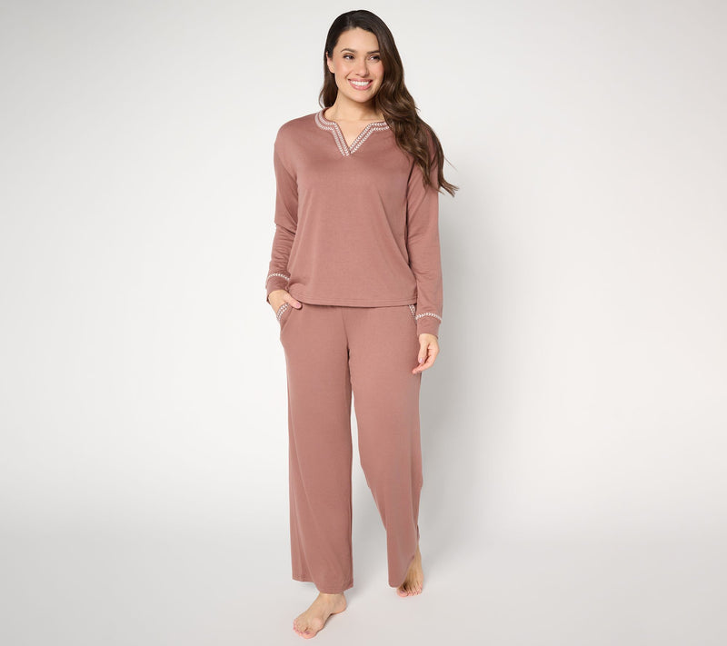 MUK LUKS Tall French Terry Stitched Lounge Set — View 3