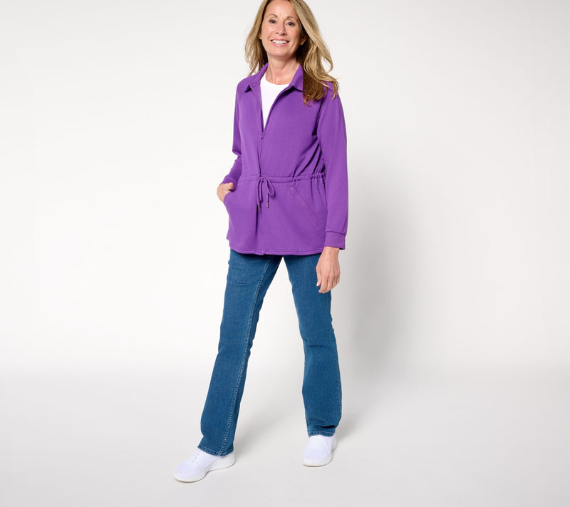 MUK LUKS French Terry Collared Zip-Up Topper — View 14